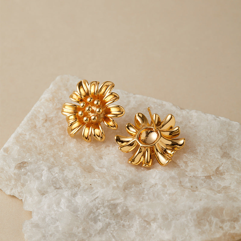 Golden Sunflower 18K Plated Studs