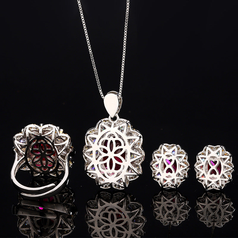 Luxury Ruby Jewelry Set with Diamonds