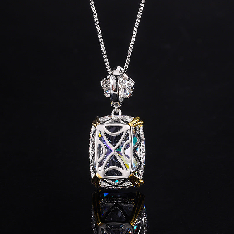 Radiant Cut Multi-Color Crystal Pendant Necklace