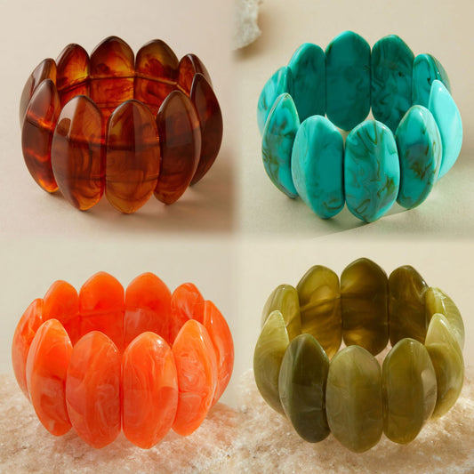 Bold Marbled Resin Chunky Link Bracelet