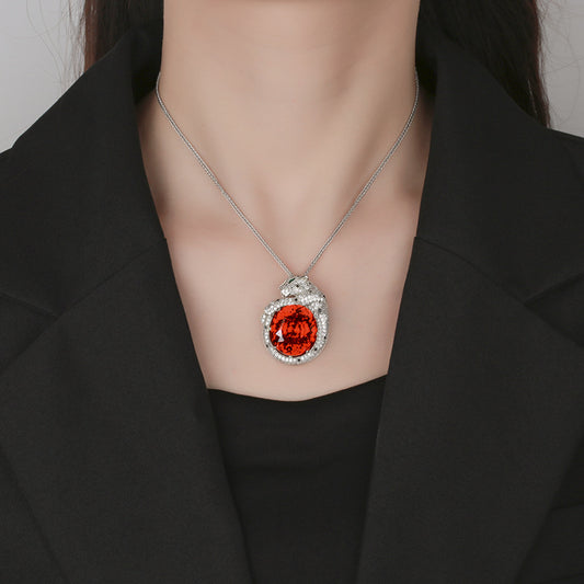 Sparkling Pave Panther Oval Gemstone Necklace