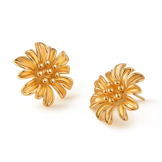 Golden Sunflower 18K Plated Studs