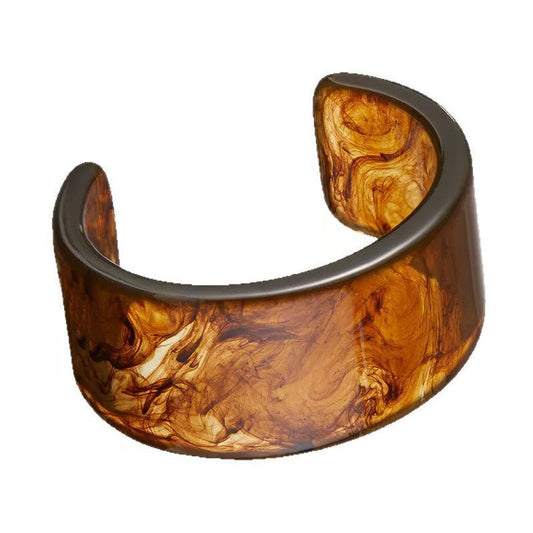 Amber Marbled Resin Chunky Cuff