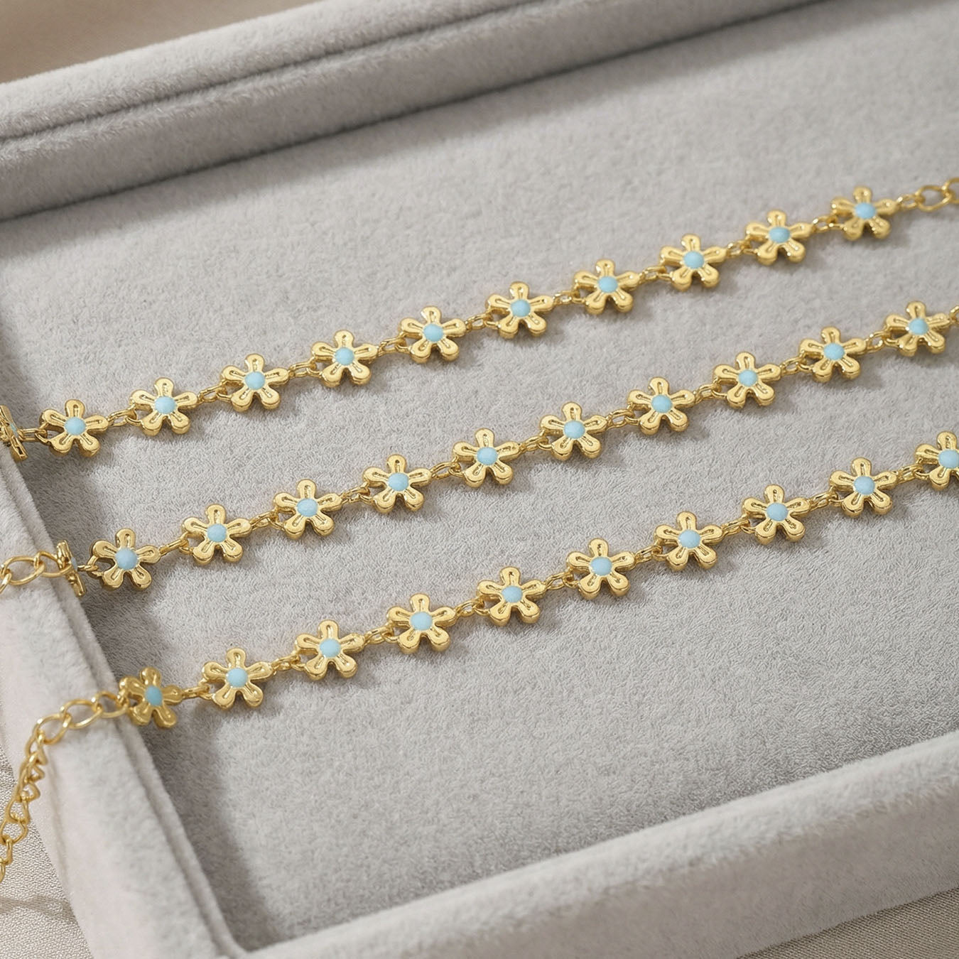 Vintage Türkis Emaille Gänseblümchen-Armband