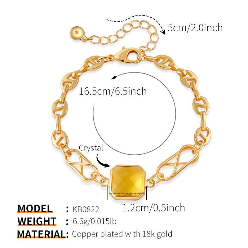 18K Gold Geometric Block Bracelet - Shuling Jewelry