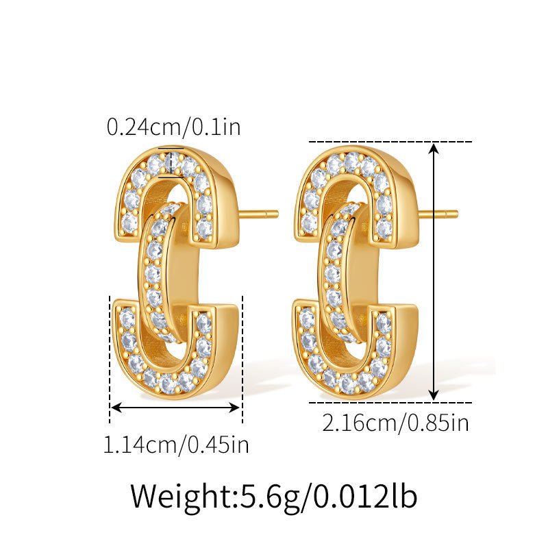 18K Gold Delicate Zircon Earrings - Shuling Jewelry