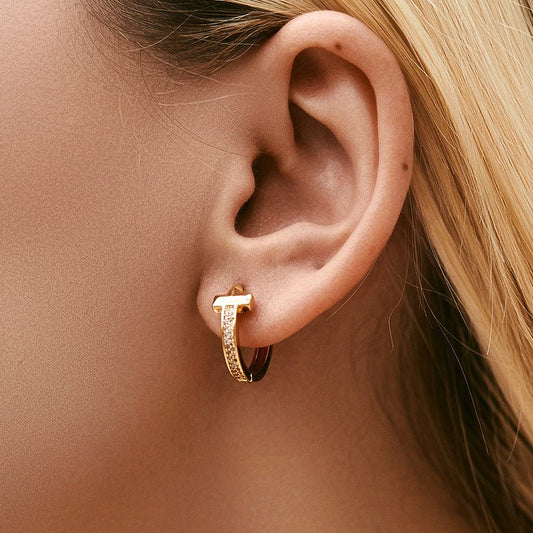 18K Gold Cute Zircon Ear Studs - Shuling Jewelry