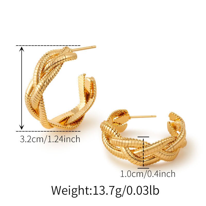 18K Gold Twisted Braid Wrapped Earrings - Shuling Jewelry
