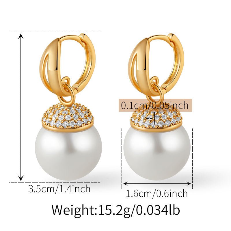 Retro Diamond Pearl Drop Earrings - Shuling Jewelry