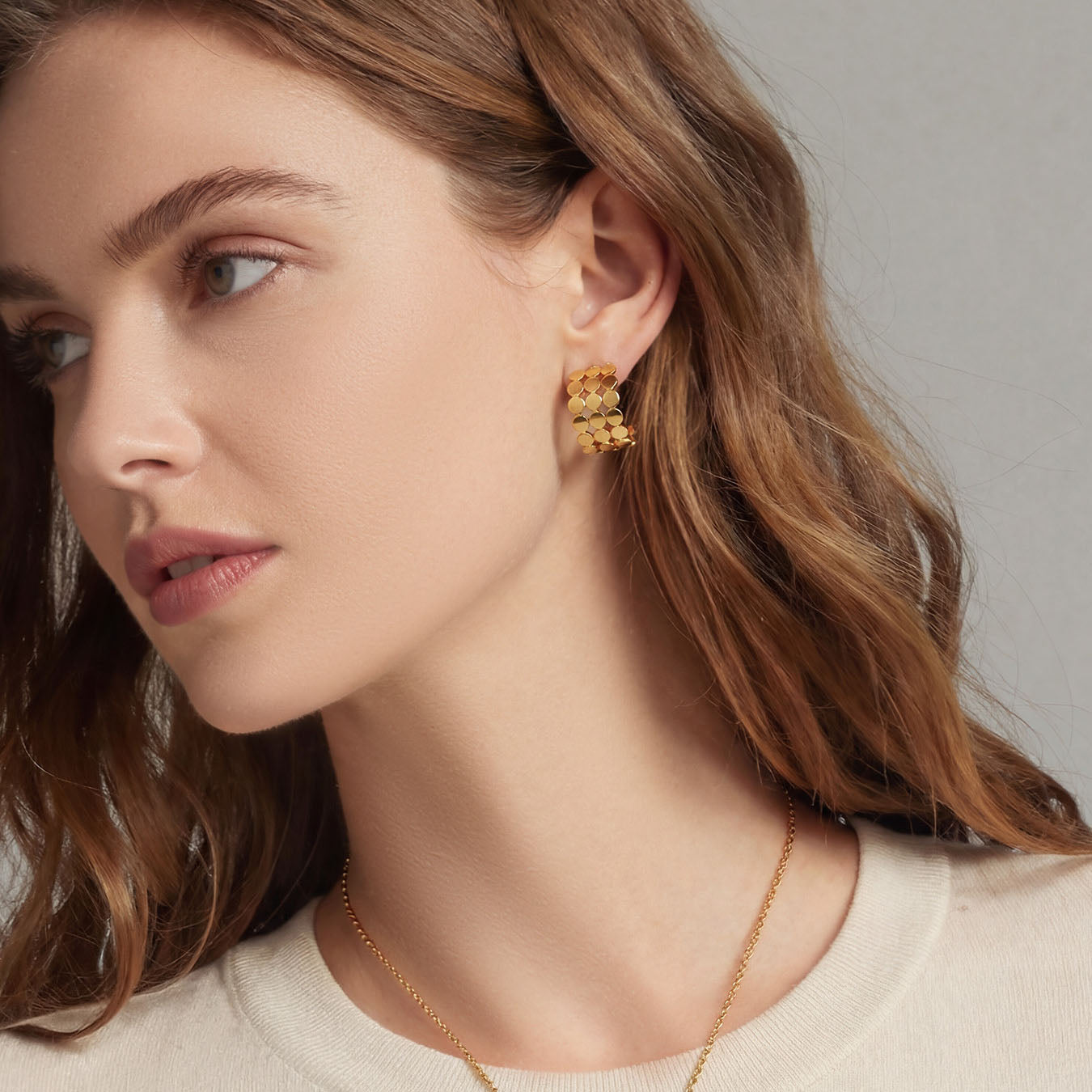 Geometric Scalloped Wide Hoop Earrings