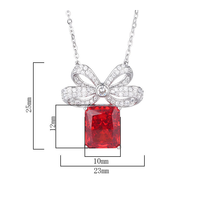 Sparkling Bow-Knot Radiant Cut Colorful Gemstone Necklace