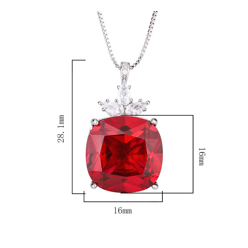 Majestic Cushion-Cut Gemstone Crown Cluster Pendant Necklace