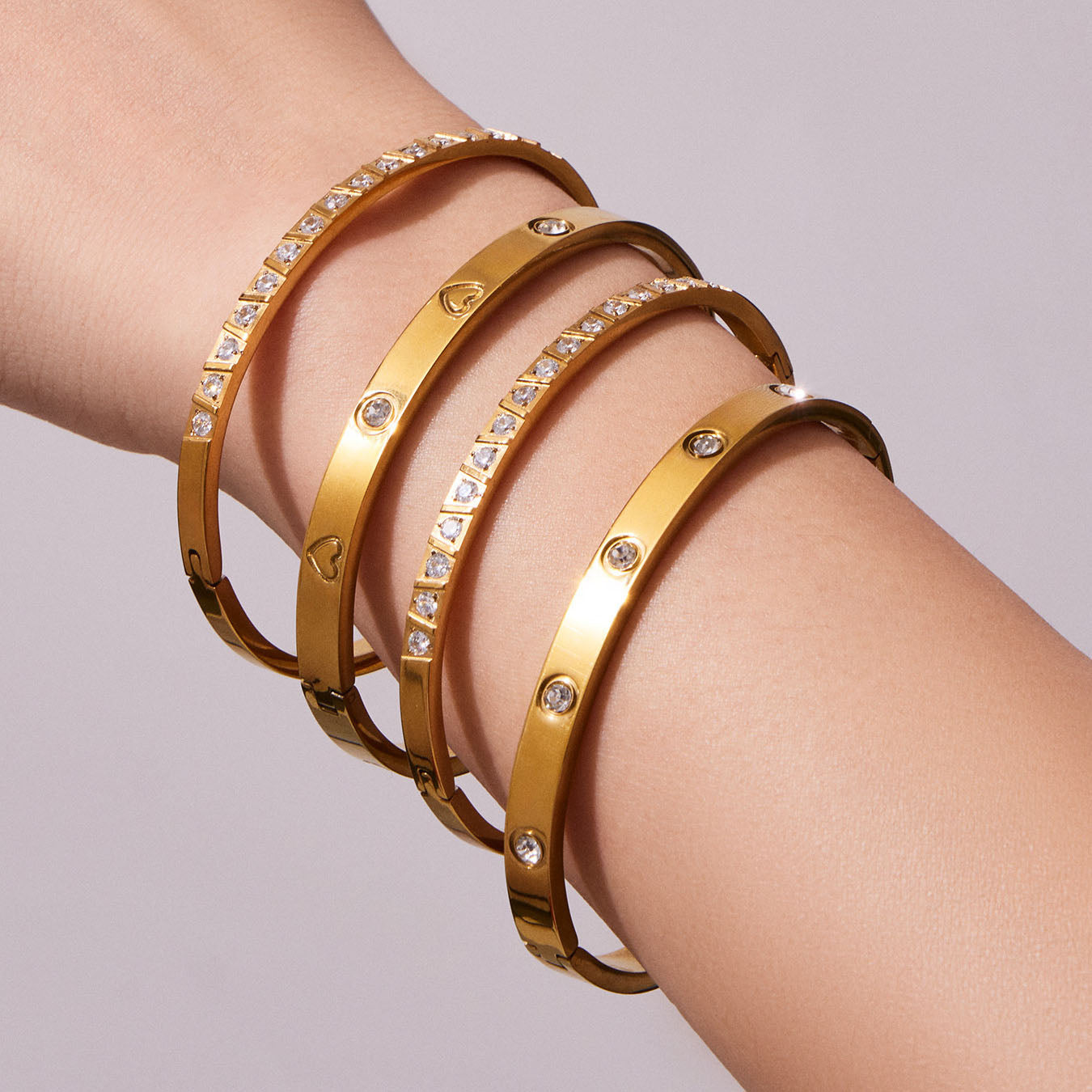 Timeless 18K Gold Zircon Bangles