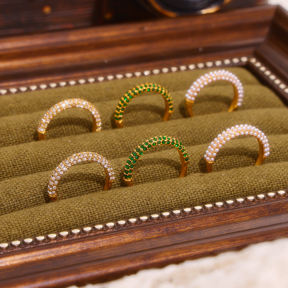 Vintage 3-Row Micro-Pave Eternity Rings