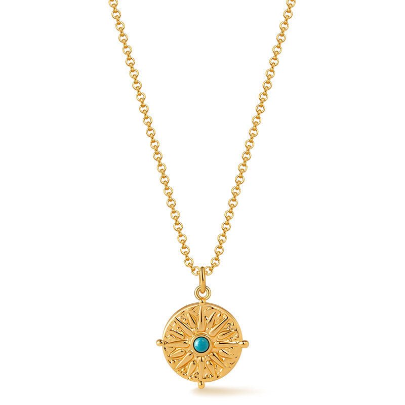 18K Gold Round Cross Necklace - Shuling Jewelry