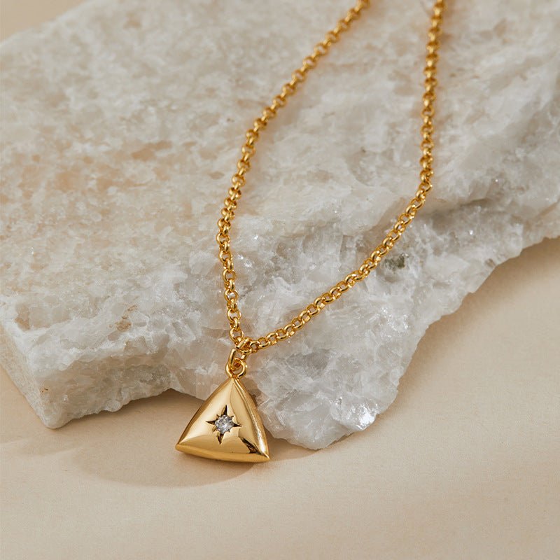18K Gold Geometric Pendant Necklace - Shuling Jewelry