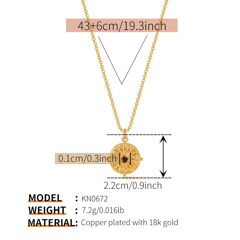 18K Gold Round Cross Necklace - Shuling Jewelry