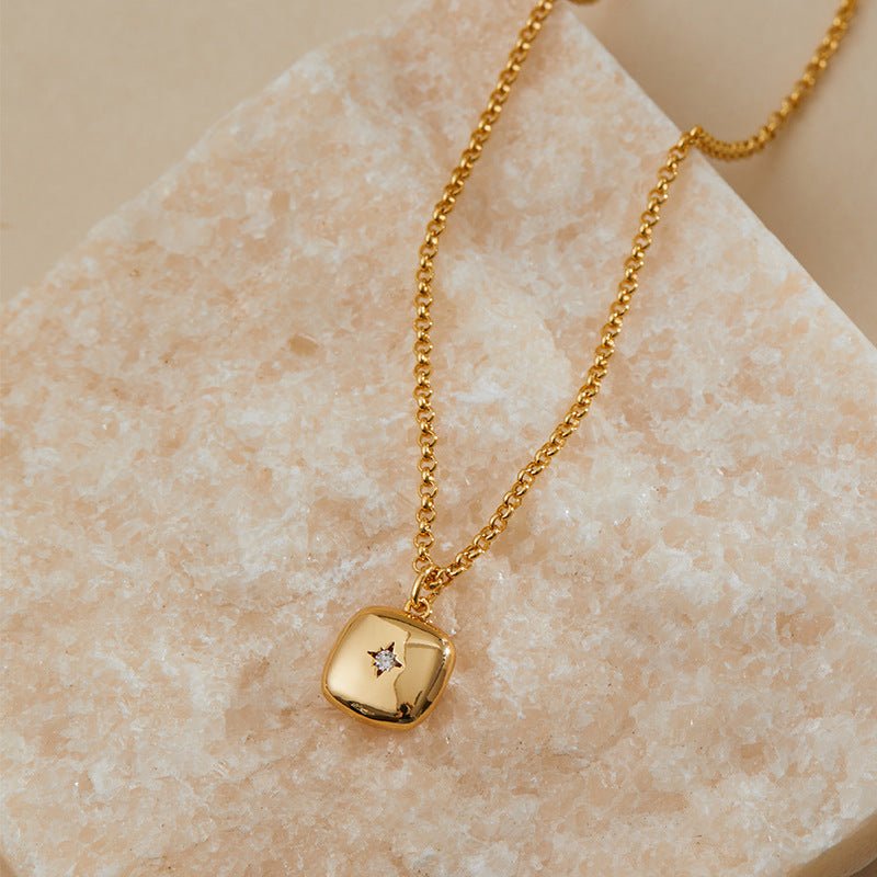 18K Gold Geometric Pendant Necklace - Shuling Jewelry