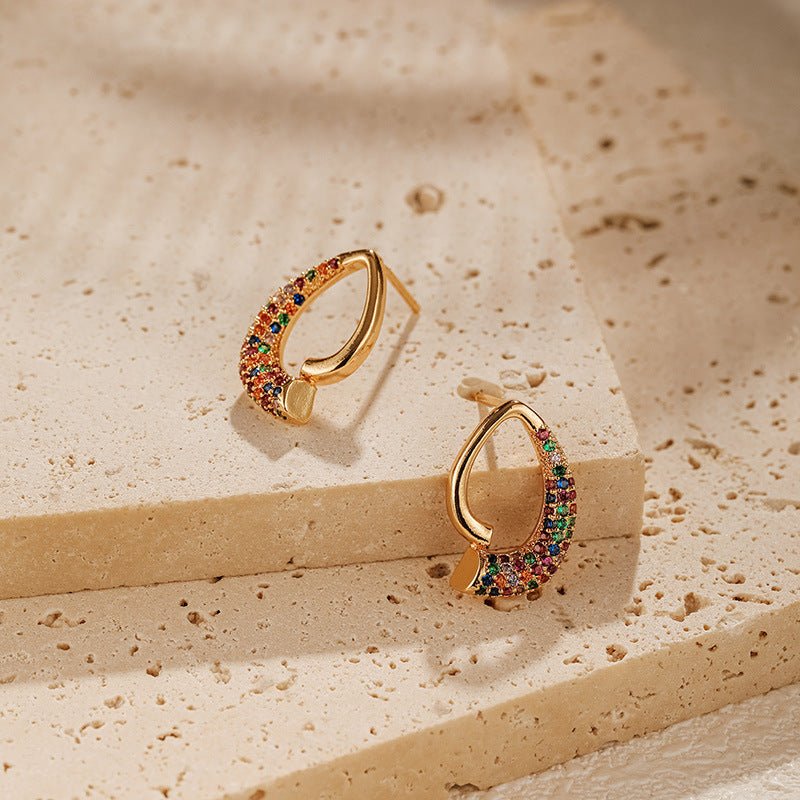 18K Gold Geometrically Irregular Ear Studs - Shuling Jewelry