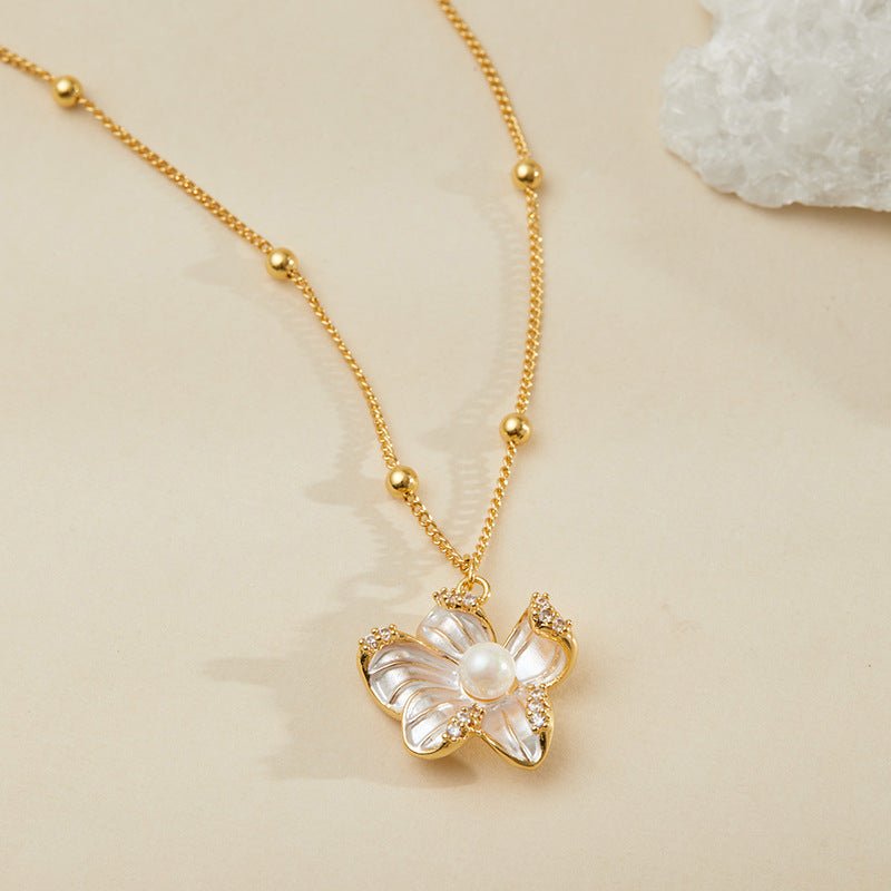 18K Gold Irregular Flower Pearl Necklace - Shuling Jewelry
