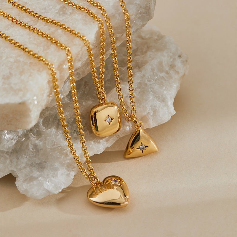 18K Gold Geometric Pendant Necklace - Shuling Jewelry