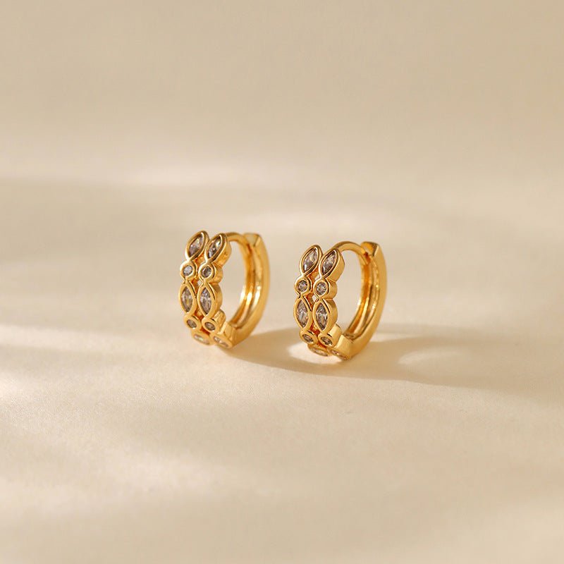 18K Gold Retro Chic Ear Studs - Shuling Jewelry