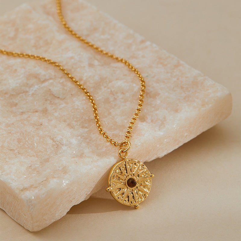 18K Gold Round Cross Necklace - Shuling Jewelry