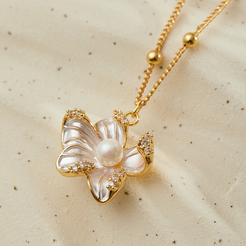 18K Gold Irregular Flower Pearl Necklace - Shuling Jewelry