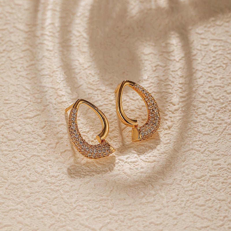18K Gold Geometrically Irregular Ear Studs - Shuling Jewelry
