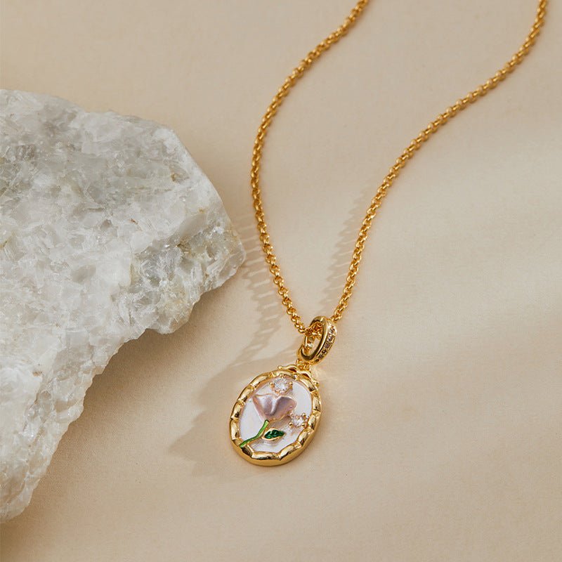 18K Gold Flower Pendant Necklace - Shuling Jewelry