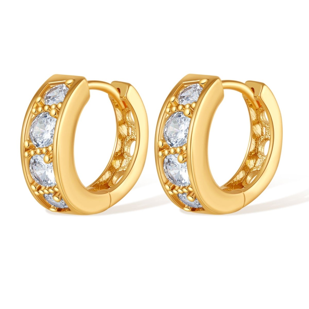 18K Gold Sparkling Zircon Earrings - Shuling Jewelry