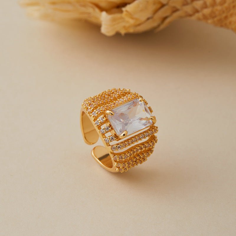 18K Gold Green Zircon Ring - Shuling Jewelry