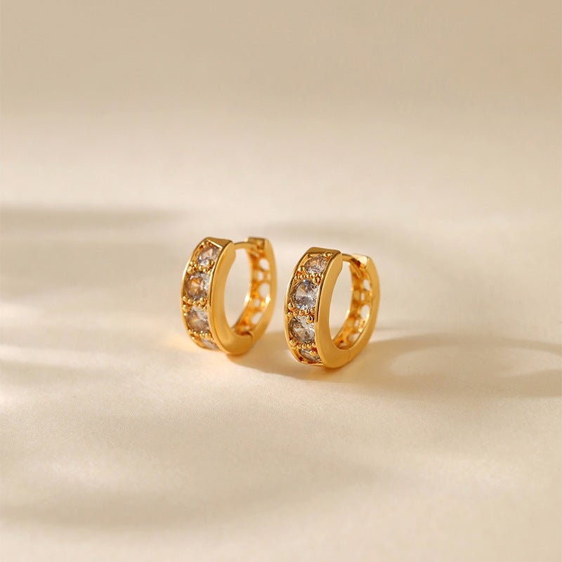 18K Gold Sparkling Zircon Earrings - Shuling Jewelry