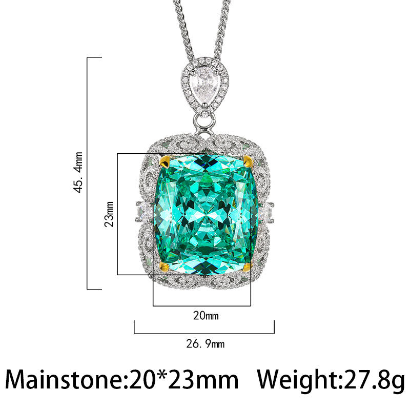Green Starburst Halo Filigree Pendant Necklace