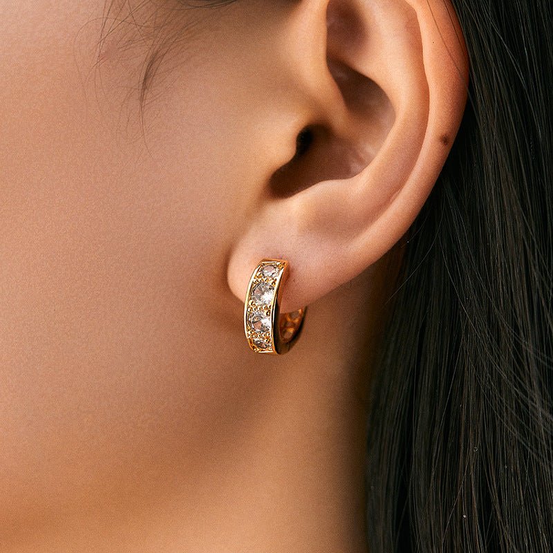 18K Gold Sparkling Zircon Earrings - Shuling Jewelry