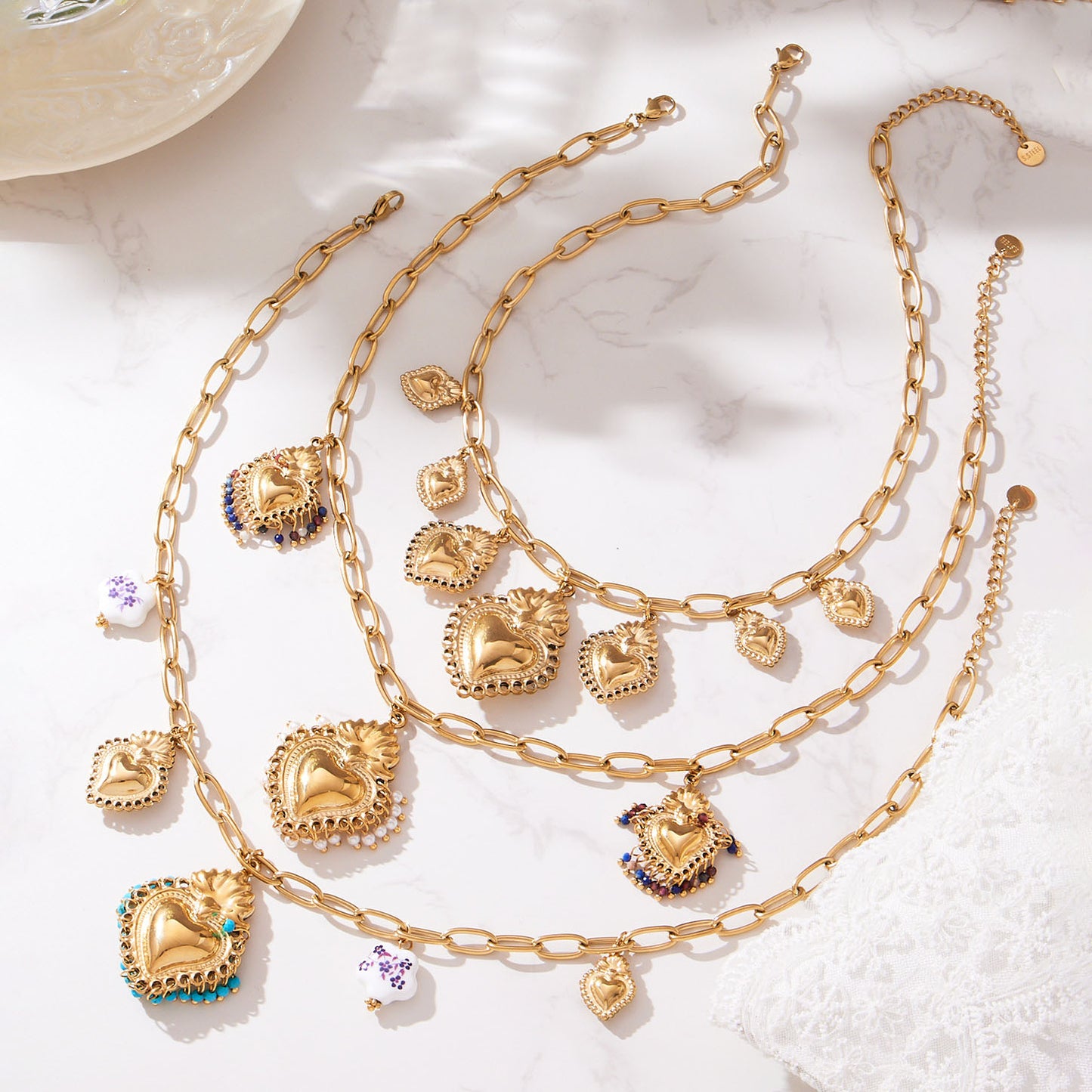 Sacred Heart Milagro Charm Jewelry Sets