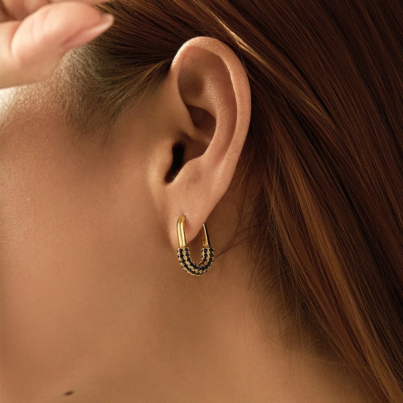 18K Gold U - shaped Fashion Earrings - Shuling Jewelry