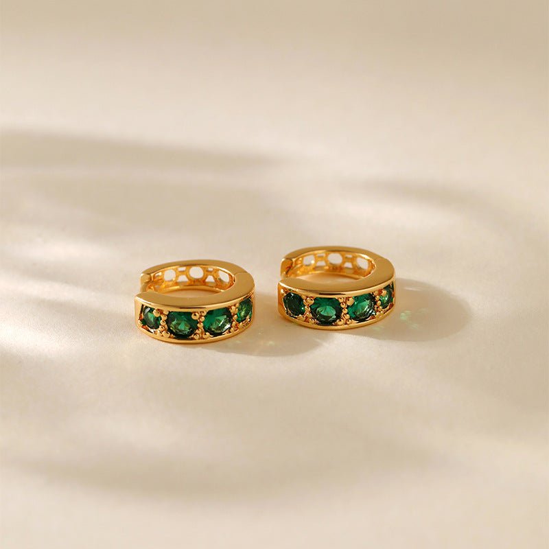 18K Gold Sparkling Zircon Earrings - Shuling Jewelry