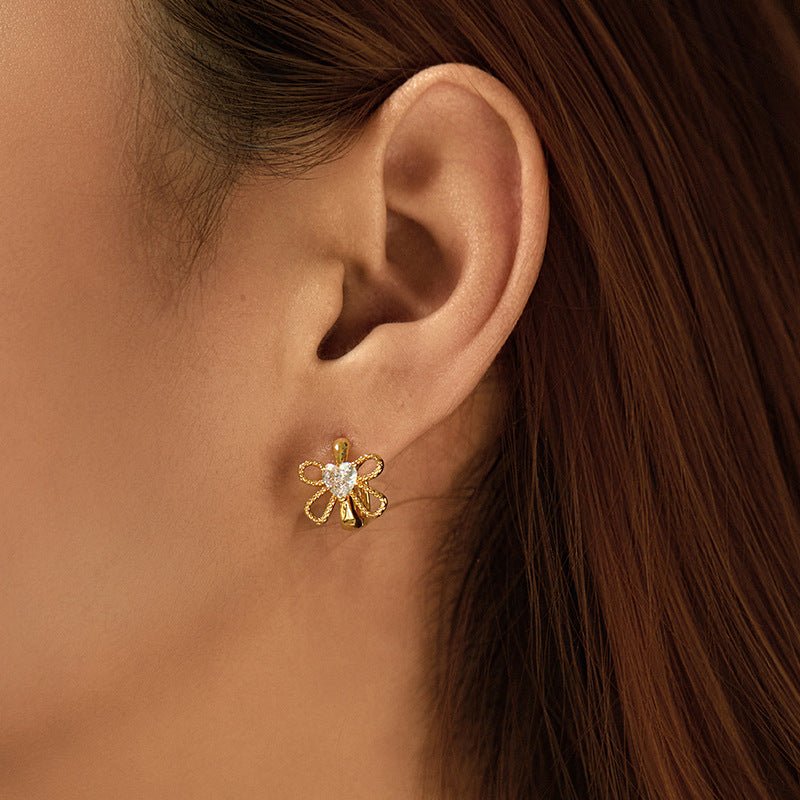 18K Gold Square Zircon Stud Earrings - Shuling Jewelry