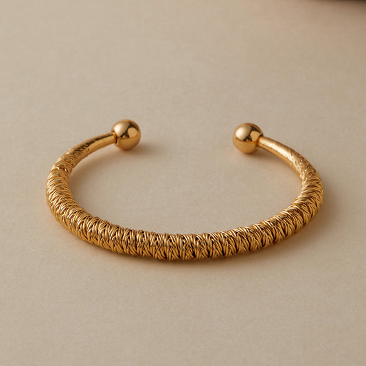18K Gold Threaded Multilayer Bangles