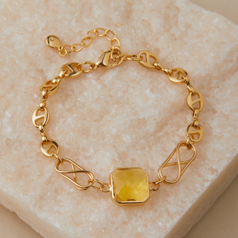 18K Gold Geometric Block Bracelet - Shuling Jewelry