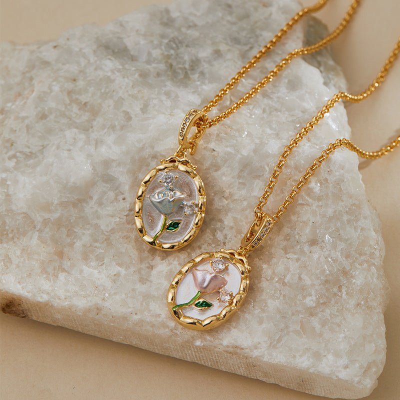 18K Gold Flower Pendant Necklace - Shuling Jewelry