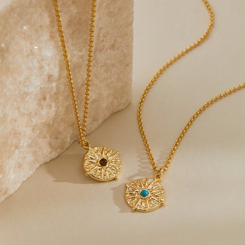 18K Gold Round Cross Necklace - Shuling Jewelry