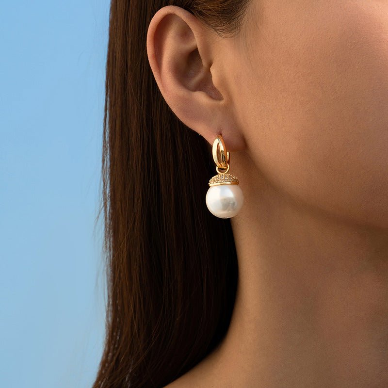 Retro Diamond Pearl Drop Earrings - Shuling Jewelry