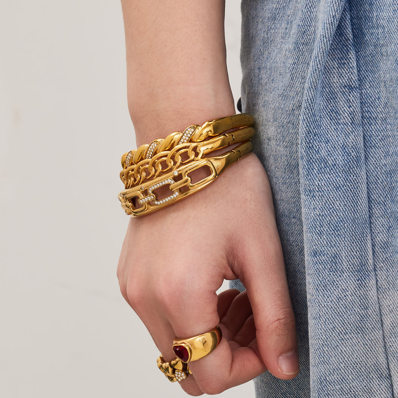 Textured Crystal Bangle Collection