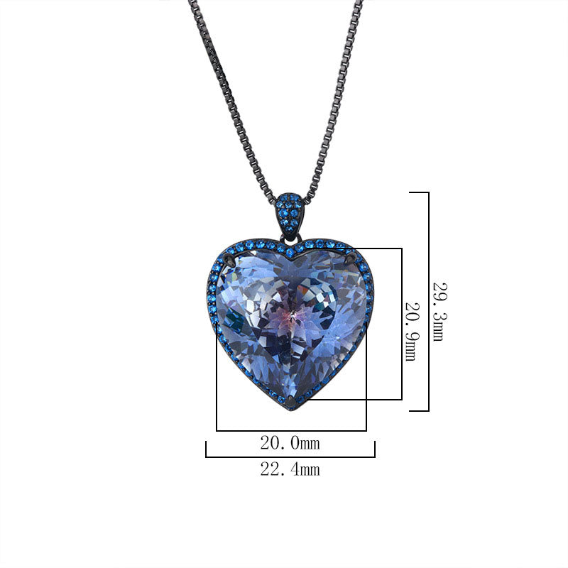 Majestic Heart of the Ocean Gemstone Halo Necklace