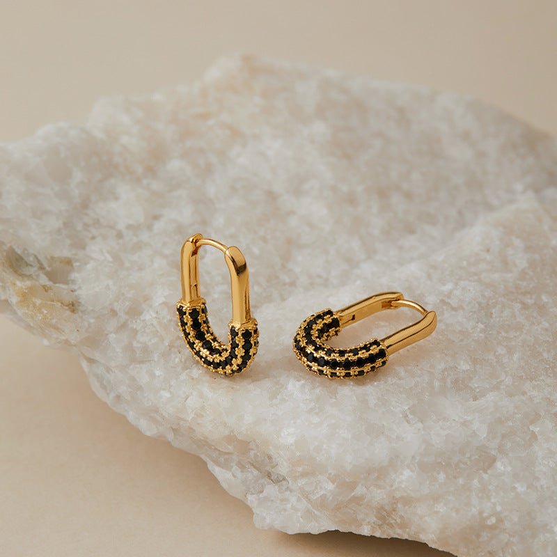 18K Gold U - shaped Fashion Earrings - Shuling Jewelry