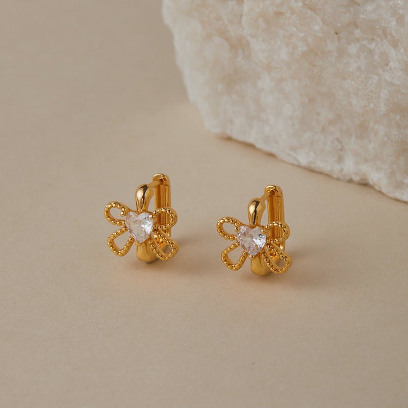 18K Gold Square Zircon Stud Earrings - Shuling Jewelry
