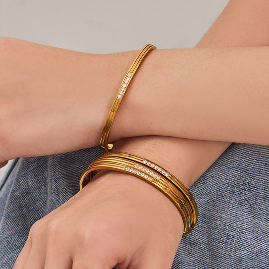 Bracelets empilables élégants en cristal rainuré 