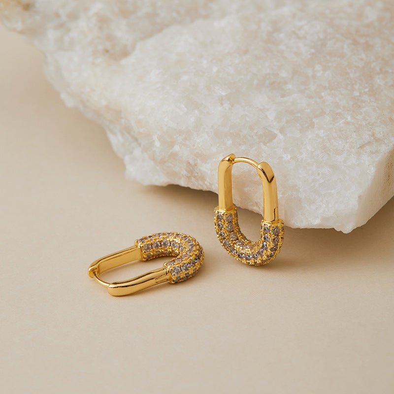 18K Gold U - shaped Fashion Earrings - Shuling Jewelry
